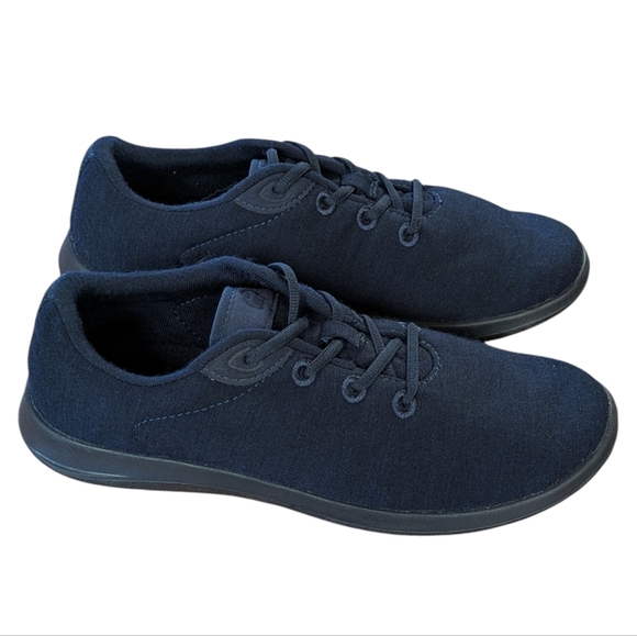 Merinos Navy Wool Lace Up Flats Women's Size 9 - Picture 2 of 10